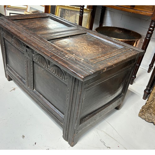 459B - AN OAK COFFER PROBABLY 17TH OR 18TH CENTURY, 

92cm x 50cm x 51cm