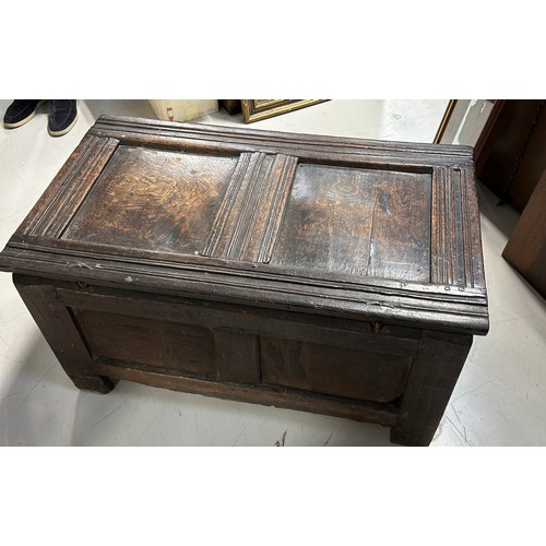 459B - AN OAK COFFER PROBABLY 17TH OR 18TH CENTURY, 

92cm x 50cm x 51cm