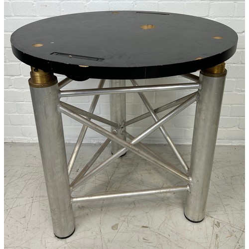 607 - A LARGE TRIPOD STAND, POSSIBLY FOR A ROULETTE WHEEL,

72cm x 72cm