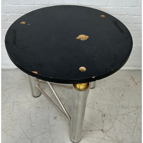 607 - A LARGE TRIPOD STAND, POSSIBLY FOR A ROULETTE WHEEL,

72cm x 72cm