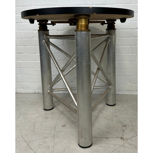 607 - A LARGE TRIPOD STAND, POSSIBLY FOR A ROULETTE WHEEL,

72cm x 72cm