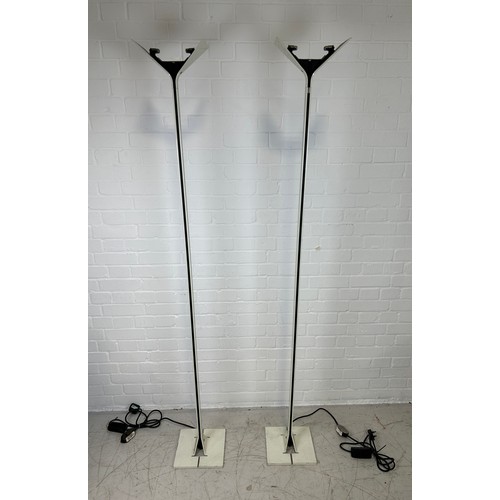 491D - A PAIR OF MID CENTURY DESIGN INDUSTRIAL LIGHTS, 

195cm H each.