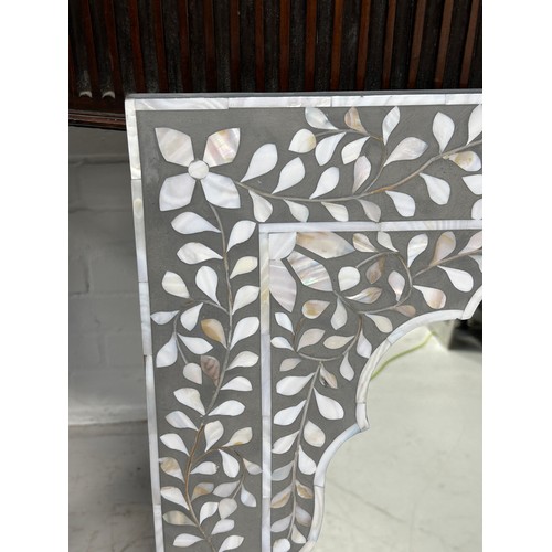 440C - A MOORISH MOTHER OF PEARL INLAID WALL MIRROR, 

76cm x 60cm