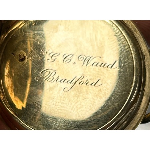 180 - AN 18CT GOLD POCKET WATCH LABELLED 'MANOAH RHODES AND SONS', 

Weight: 32gms