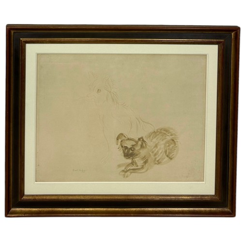 366A - RAOUL DUFY (FRENCH 1877-1953): A WATERCOLOUR ON PAPER TITLED 'DEUX CHIENS', 

64cm x 48.5cm 

Signed... 