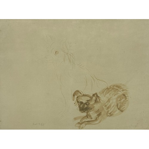 366A - RAOUL DUFY (FRENCH 1877-1953): A WATERCOLOUR ON PAPER TITLED 'DEUX CHIENS', 

64cm x 48.5cm 

Signed... 