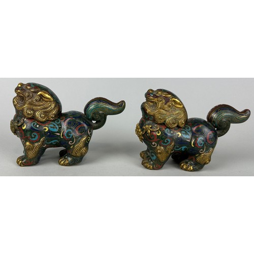 40 - A PAIR OF CHINESE CLOISONNE LION INCENSE BURNERS QIANLONG IN DESIGN, BUT 20TH CENTURY

15cm x 11cm e... 