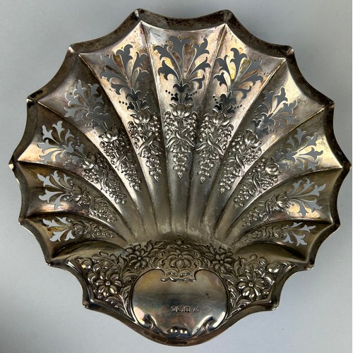 129 - A SILVER DISH MARKED FOR HARRY ATKINS (ATKINS BROTHERS), 

Pierced and repousse floral design. 

Wei... 