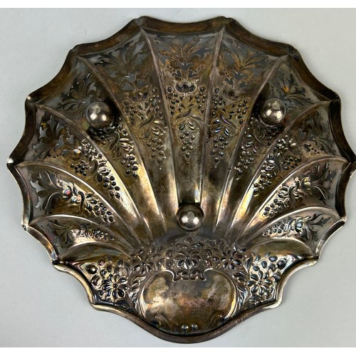 129 - A SILVER DISH MARKED FOR HARRY ATKINS (ATKINS BROTHERS), 

Pierced and repousse floral design. 

Wei... 