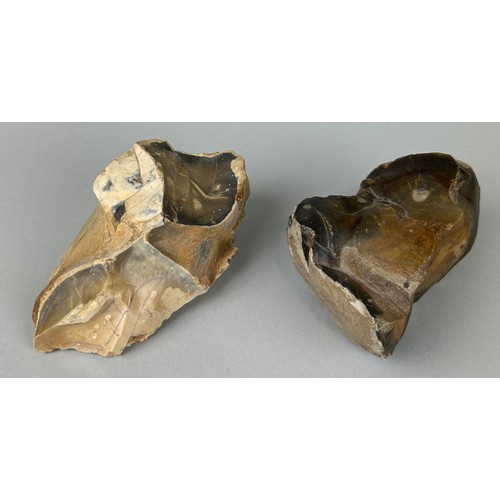 184 - A PAIR OF LARGE ANCIENT ROCK FLINTS, 

Largest 13cm L