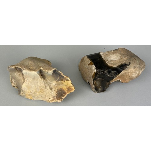 184 - A PAIR OF LARGE ANCIENT ROCK FLINTS, 

Largest 13cm L