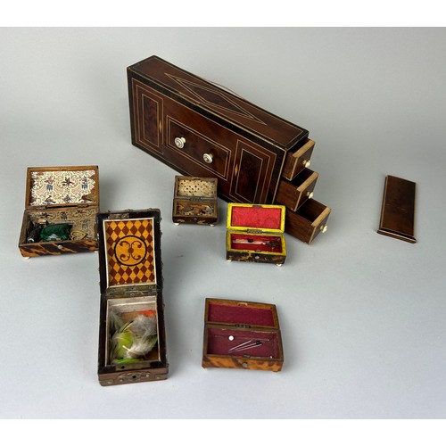 33 - A COLLECTION OF SMALL TORTOISESHELL WOODEN BOXES (6) 

Largest 23cm x 12cm x 5cm 

Smallest 5cm x 2.... 