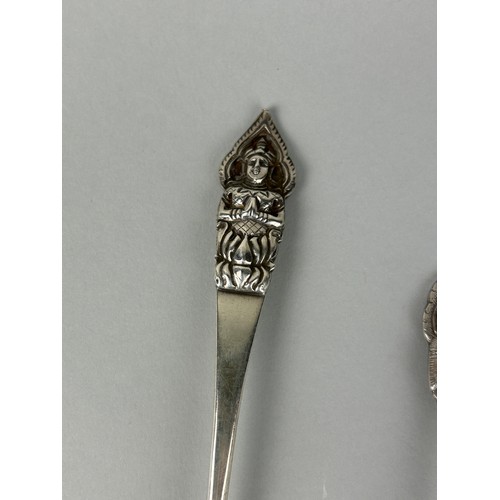 145 - A SET OF SEVEN THAI STERLING SILVER SPOONS, 

Weight: 101gms