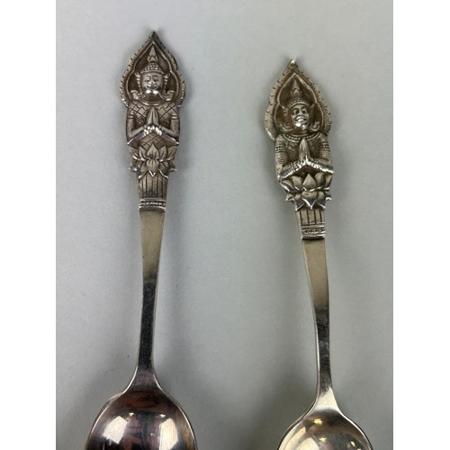 145 - A SET OF SEVEN THAI STERLING SILVER SPOONS, 

Weight: 101gms