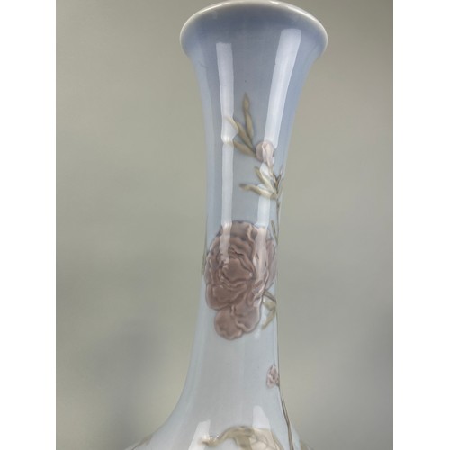 429 - A TALL LLADRO CERAMIC VASE DECORATED WITH FLOWERS, 

49cm H