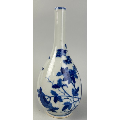 48 - A 19TH CENTURY CHINESE BLUE AND WHITE SPILL VASE DECORATED WITH BIRDS AND FLOWERS, 

25.5cm H