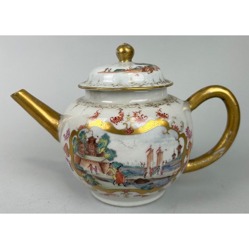 49 - A CHINESE EXPORT QIANLONG PERIOD TEA POT AND COVER, 

19cm x 12cm