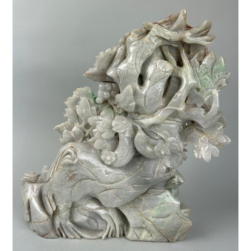 248 - A LARGE CHINESE JADE SCULPTURE DEPICTING FRUITS, FLOWERS AND MICE, 

39cm x 33cm