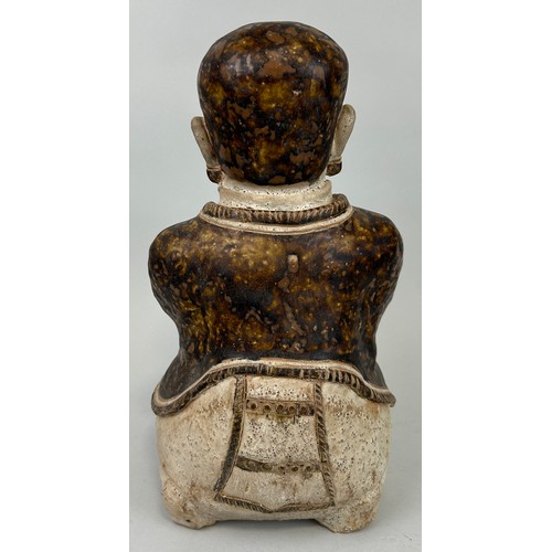 60 - A CHINESE GLAZED FIGURE STONEWARE FIGURE, 

35cm x 18cm