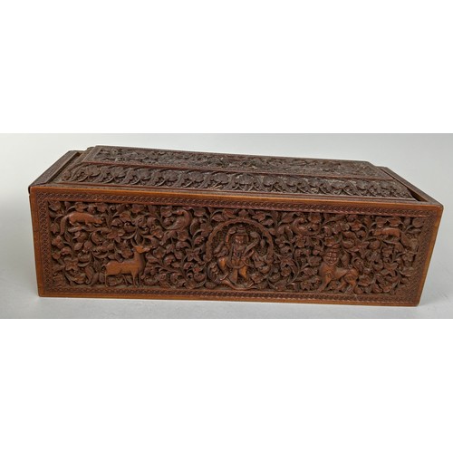 213 - TWO SRI LANKAN WOODEN BOXES, 

Largest 30cm x 11cm x 8cm