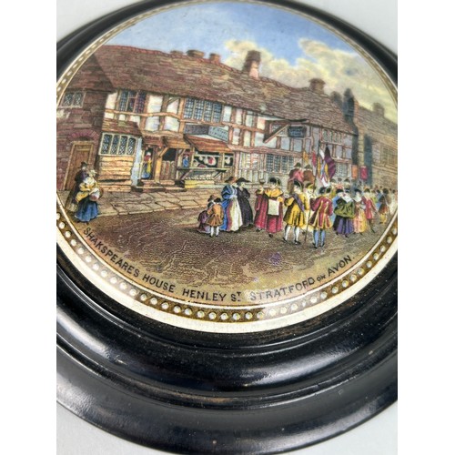 216 - TWO PRATTWARE POT LIDS, 

To include one of Shakespeares house. 

15cm D each.