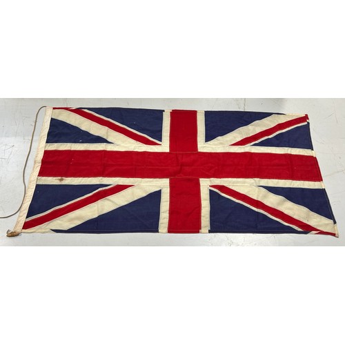 217 - A LARGE ANTIQUE UNION JACK FLAG POSSIBLY FROM A SHIP,

176cm x 86cm