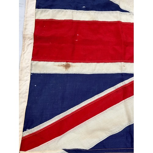 217 - A LARGE ANTIQUE UNION JACK FLAG POSSIBLY FROM A SHIP,

176cm x 86cm