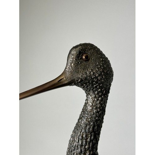 232 - A BRONZED METAL SCULPTURE DEPICTING A GODWIT BIRD, 

44cm H