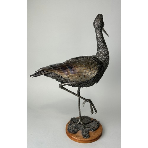 232 - A BRONZED METAL SCULPTURE DEPICTING A GODWIT BIRD, 

44cm H