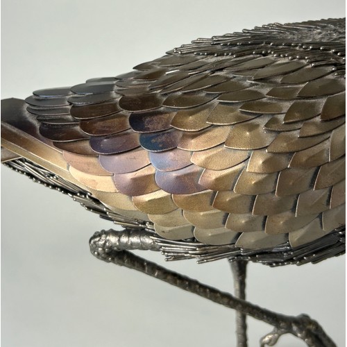 232 - A BRONZED METAL SCULPTURE DEPICTING A GODWIT BIRD, 

44cm H