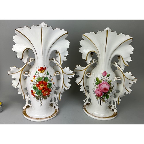 231 - A PAIR OF LARGE CERAMIC VASES, GILT PAINTED WITH FLORAL IMAGERY, 

45cm H each.