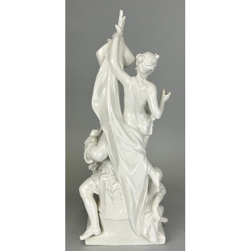 190 - A BLANC DE CHINE WHITE PORCELAIN ALLEGORICAL GROUP OF ARCHITECTURE: AFTER JOHANN CHRISTIAN WILHELM B... 