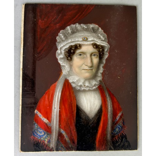 301 - A 19TH CENTURY MINIATURE PAINTING ON IVORY, 

8.5cm x 7cm 

Ivory license required.

Framed 22cm x 2... 