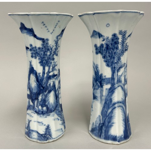 72 - A PAIR OF 18TH CENTURY CHINESE BLUE AND WHITE VASES, 

20cm H each.