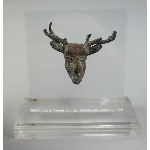 111 - A PRE-COLUMBIAN TUMBAGA DEER HEAD PENDANT: 

From Costa Rica/Panama, Veraguas-Greater Chiriquí

Circ... 