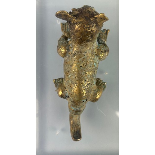 87 - A PRE-COLUMBIAN TUMBAGA JAGUAR EFFIGY, 

From Costa Rica/Panama, Veraguas-Greater Chiriquí

Circa 80... 