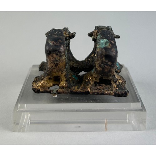 92 - A PRE-COLUMBIAN TUMBAGA PAIR OF CONJOINED CANINES, 

From Costa Rica/Panama, Veraguas-Greater Chiriq... 