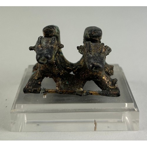 92 - A PRE-COLUMBIAN TUMBAGA PAIR OF CONJOINED CANINES, 

From Costa Rica/Panama, Veraguas-Greater Chiriq... 