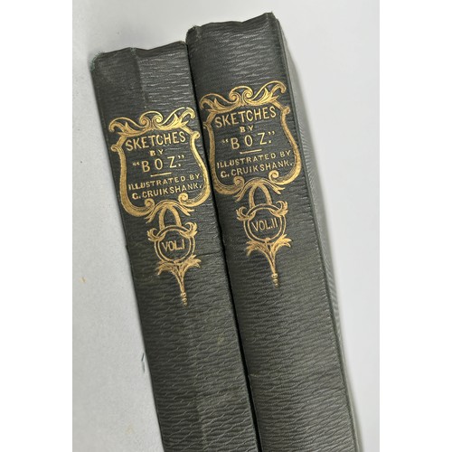 434 - CHARLES DICKENS: FIRST EDITION IN TWO VOLUMES 'SKETCHES BY 'BOZ' PUBLISHED BY JOHN MACRONE, 

ILLUST... 