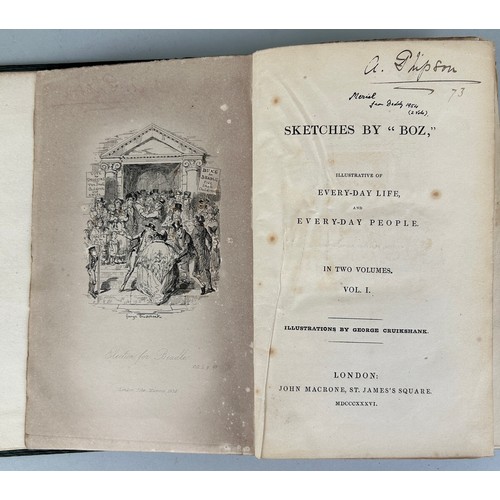 434 - CHARLES DICKENS: FIRST EDITION IN TWO VOLUMES 'SKETCHES BY 'BOZ' PUBLISHED BY JOHN MACRONE, 

ILLUST... 