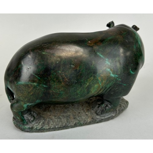 250 - AN AFRICAN SOAPSTONE SCULPTURE OF A HIPPO, 

20cm x 13cm