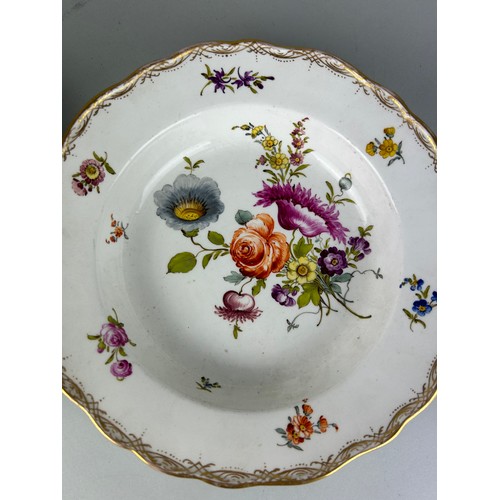 219 - A PAIR OF 19TH CENTURY MEISSEN DISHES PAINTED WITH FLOWERS, 

23cm D