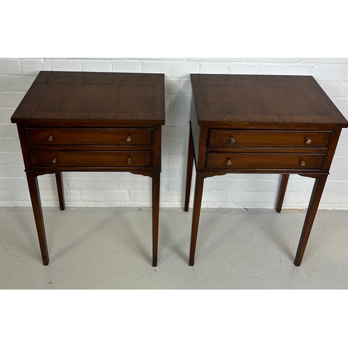 480 - A PAIR OF MAHOGANY SIDE TABLES EACH WITH TWO DRAWERS, 

71cm x 48cm x 33cm