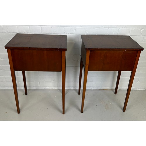 480 - A PAIR OF MAHOGANY SIDE TABLES EACH WITH TWO DRAWERS, 

71cm x 48cm x 33cm