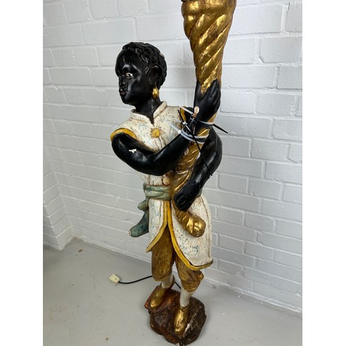 494 - A VENETIAN BLACKAMOOR CANDELABRA, 

176cm H 

Arm in need of repair.