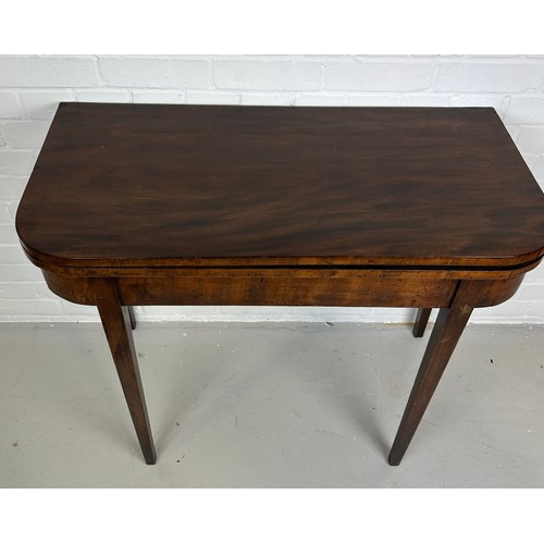 492 - A 19TH CENTURY MAHOGANY CARD TABLE, 

91cm x 73cm x 45cm