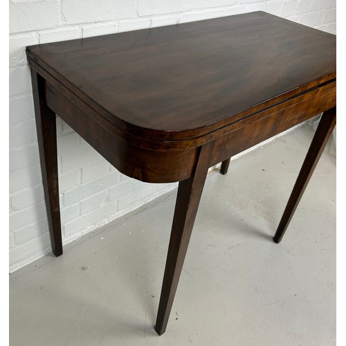 492 - A 19TH CENTURY MAHOGANY CARD TABLE, 

91cm x 73cm x 45cm