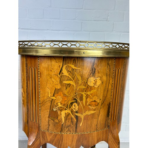 8 - A PAIR OF FRENCH LOUIS XVI DESIGN BEDSIDE TABLES, 

Kingwood with marquetry inlay and ormolu mounts.... 