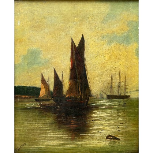 276 - A VICTORIAN OIL ON CANVAS PAINTING DEPICTING SHIPS IN THE HARBOUR SIGNED 'HAYNE', 

Labelled to vers... 