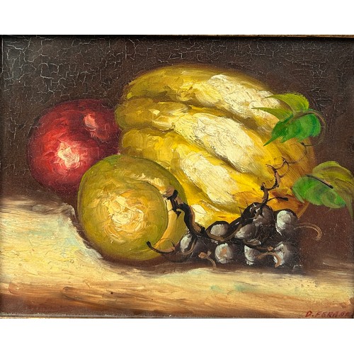 317 - AMERICAN SCHOOL: AN OIL ON CANVAS STILL LIFE PAINTING SIGNED 'D. FERRANTE' TO VERSO

24cm x 19cm 

F... 